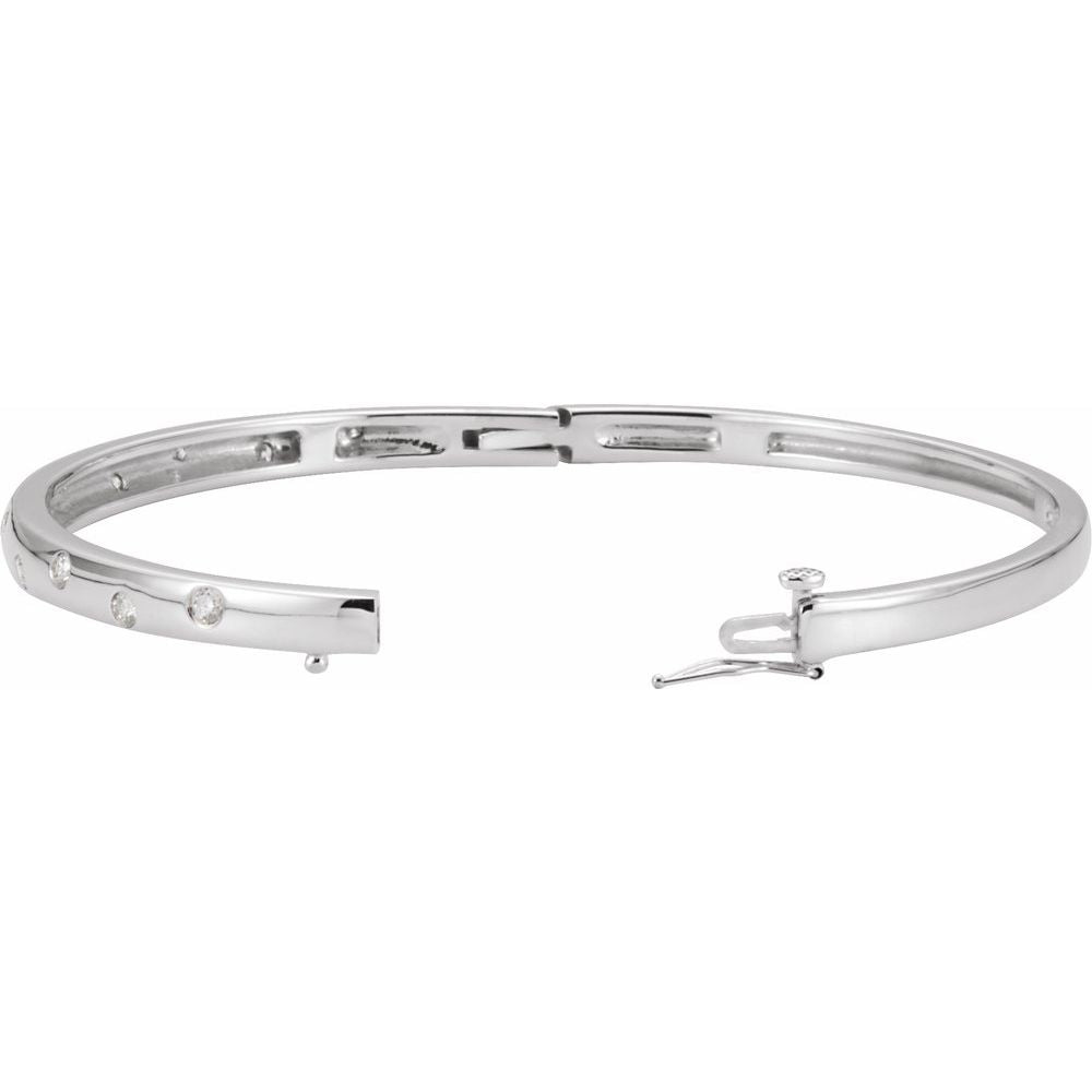 1/2 CT Natural Diamond Bangle in 14K White Gold