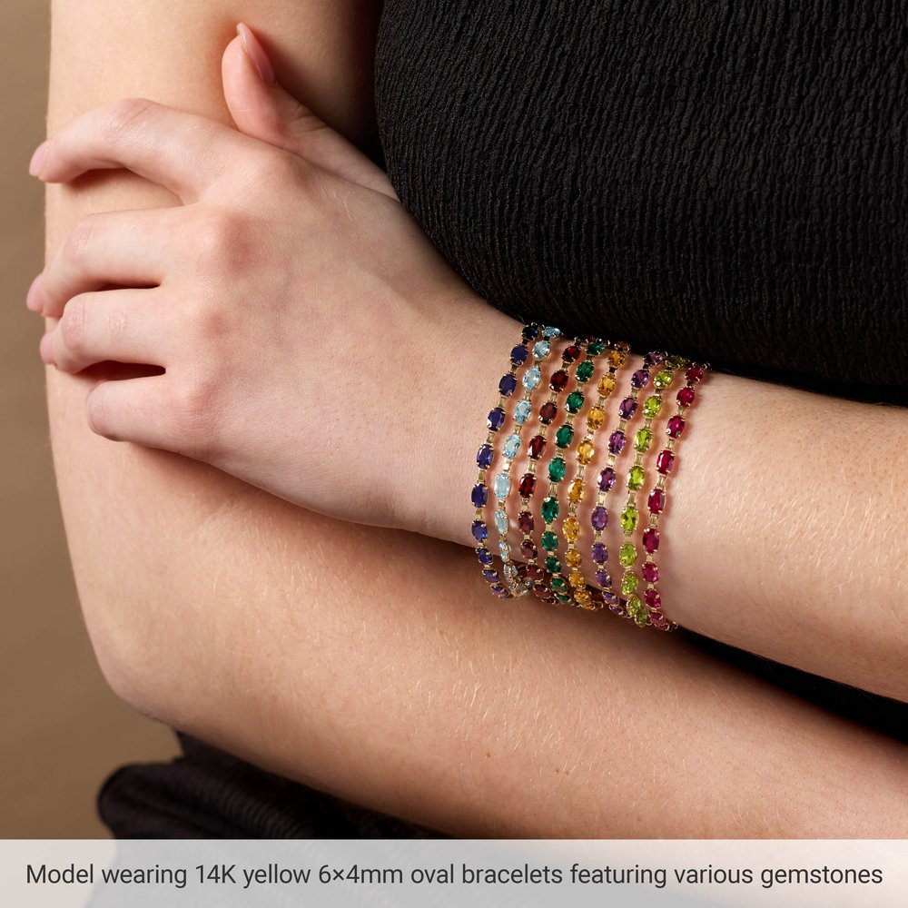 Lab-Grown Emerald Line Bracelet in 14K Yellow Gold