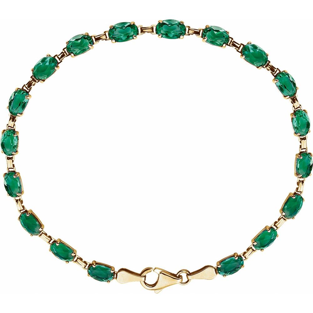 Lab-Grown Emerald Line Bracelet in 14K Yellow Gold