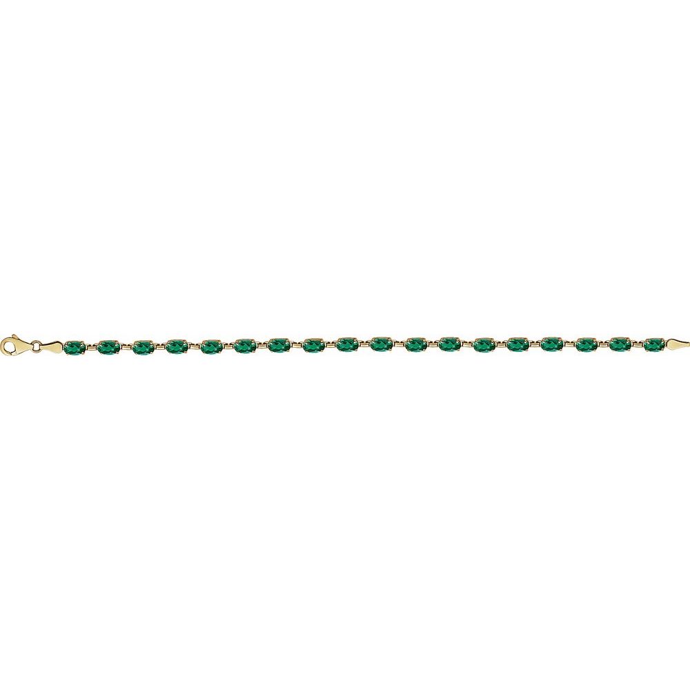 Lab-Grown Emerald Line Bracelet in 14K Yellow Gold
