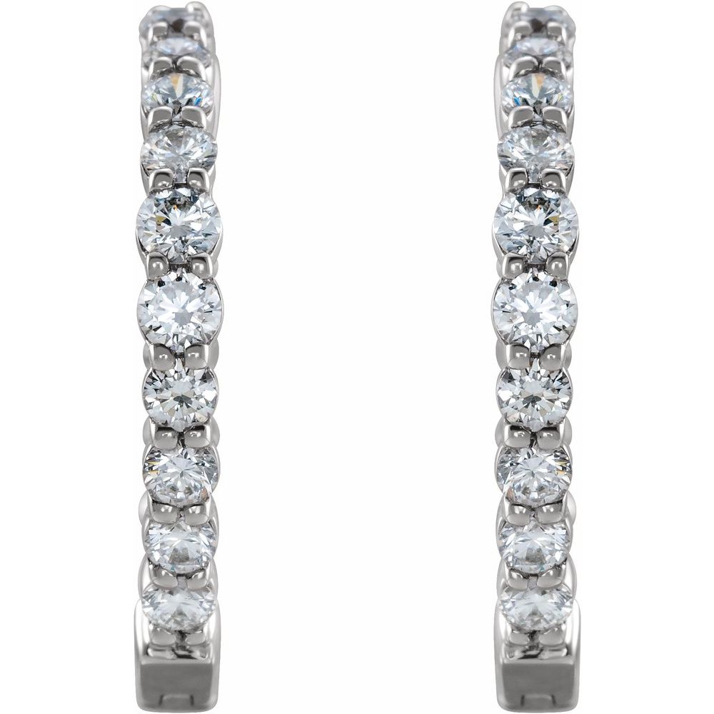 1 CT Lab-Grown Diamond Hoop Earrings in 14K White Gold