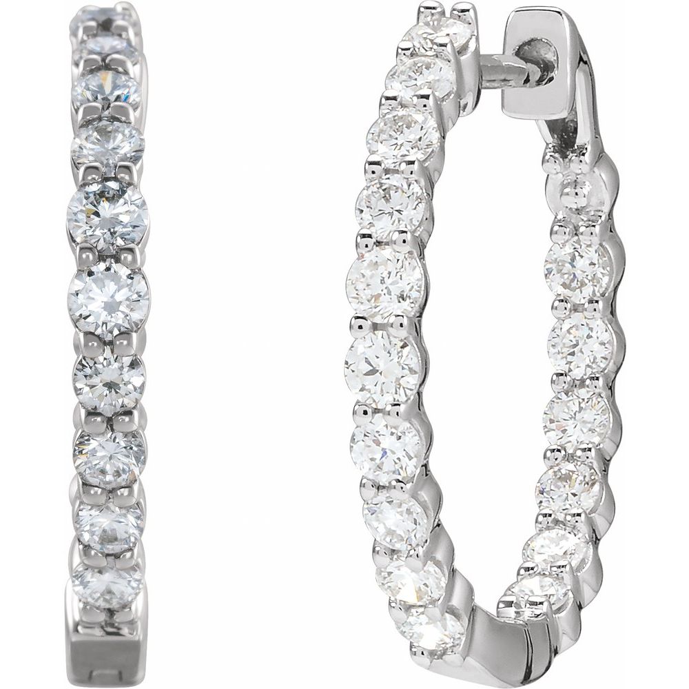 1 CT Lab-Grown Diamond Hoop Earrings in 14K White Gold