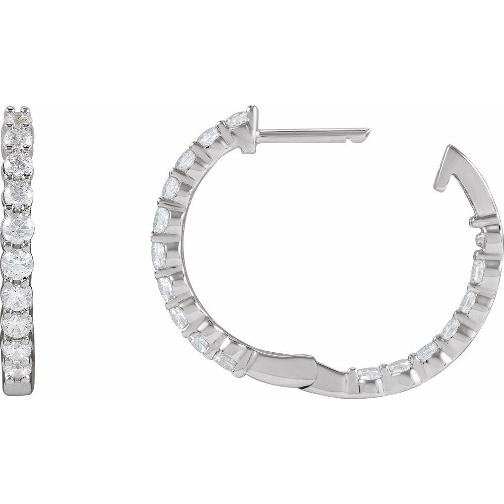 1 CT Lab-Grown Diamond Hoop Earrings in 14K White Gold
