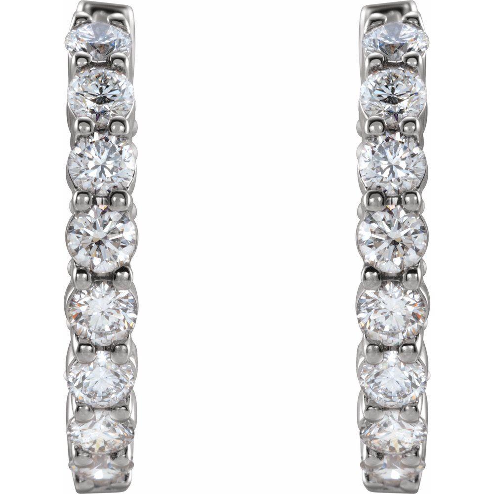 2 CT Lab-Grown Diamond Hoop Earrings in 14K White Gold