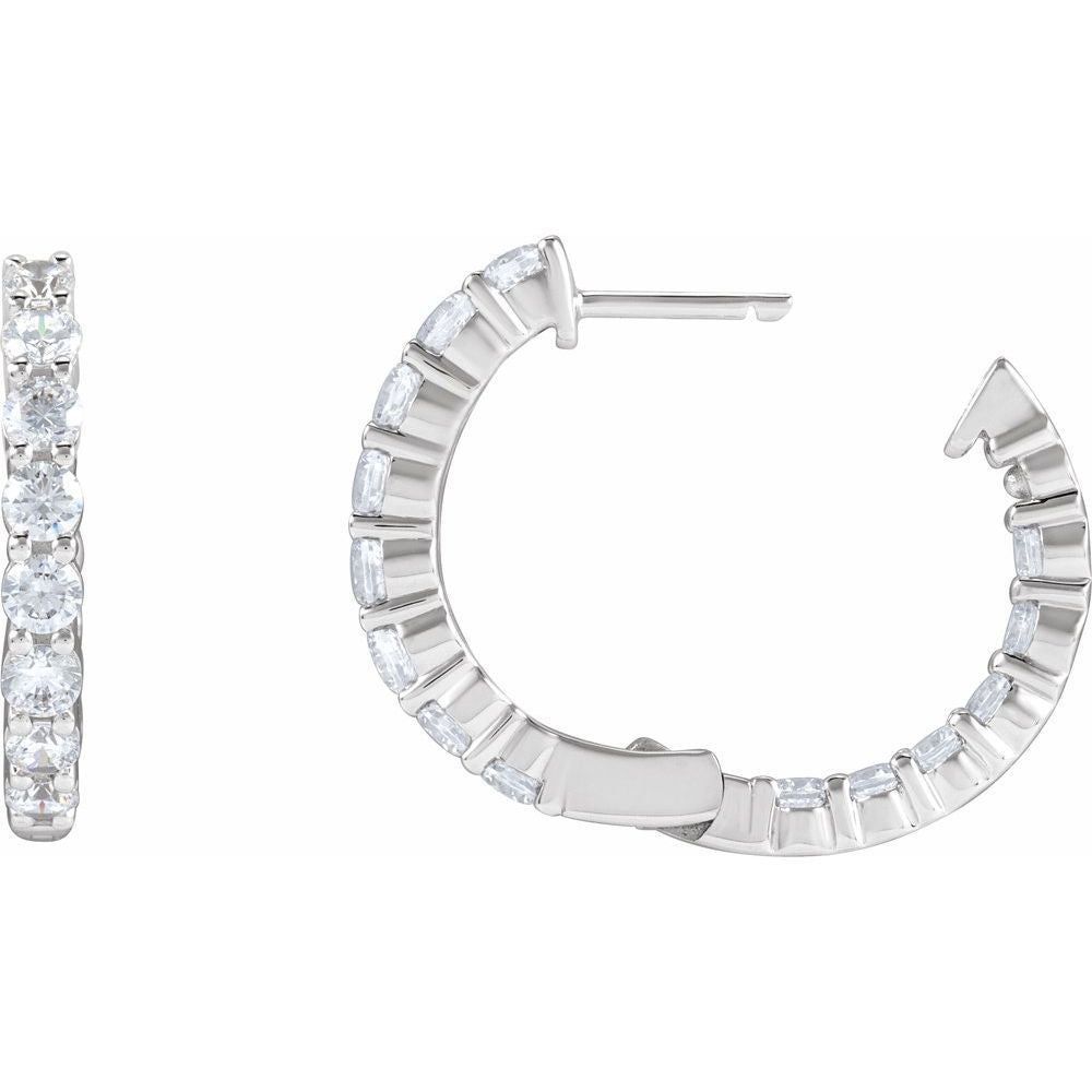 2 CT Lab-Grown Diamond Hoop Earrings in 14K White Gold