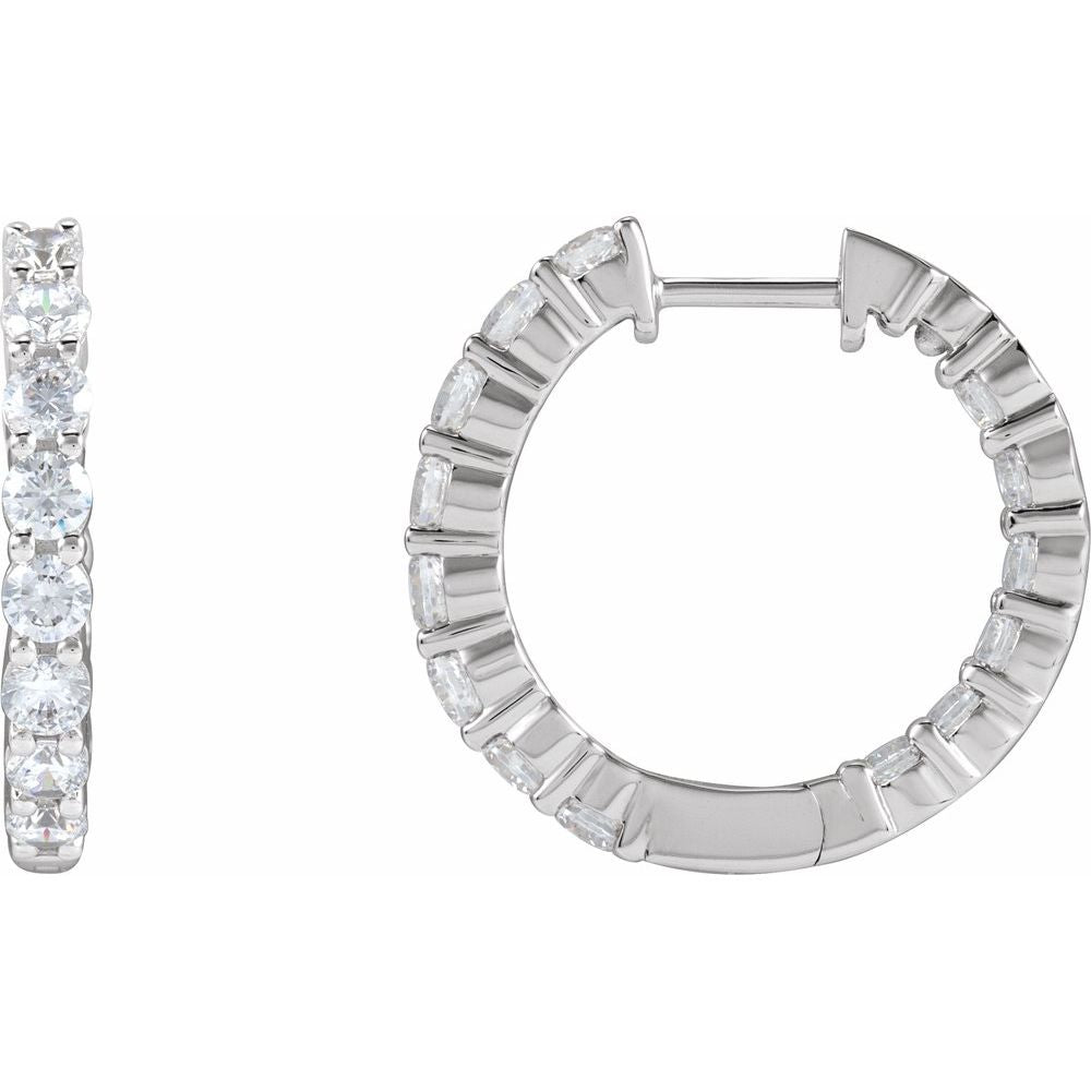 2 CT Lab-Grown Diamond Hoop Earrings in 14K White Gold