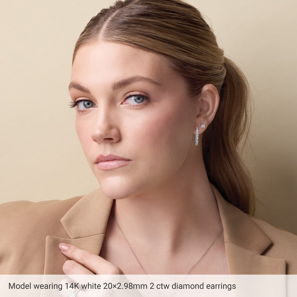 2 CT Lab-Grown Diamond Hoop Earrings in 14K White Gold
