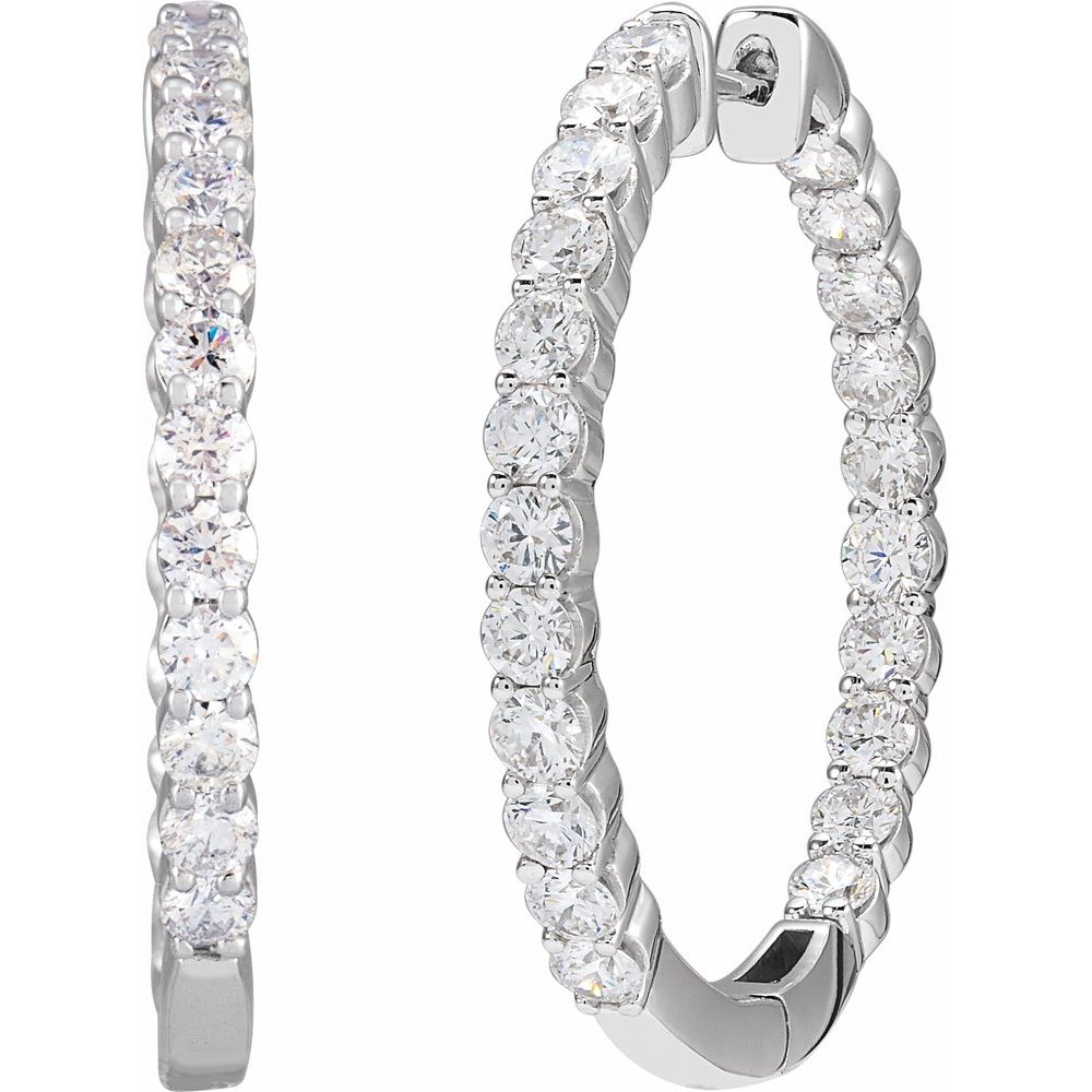3 CT Lab-Grown Diamond Hoop Earrings in 14K White Gold