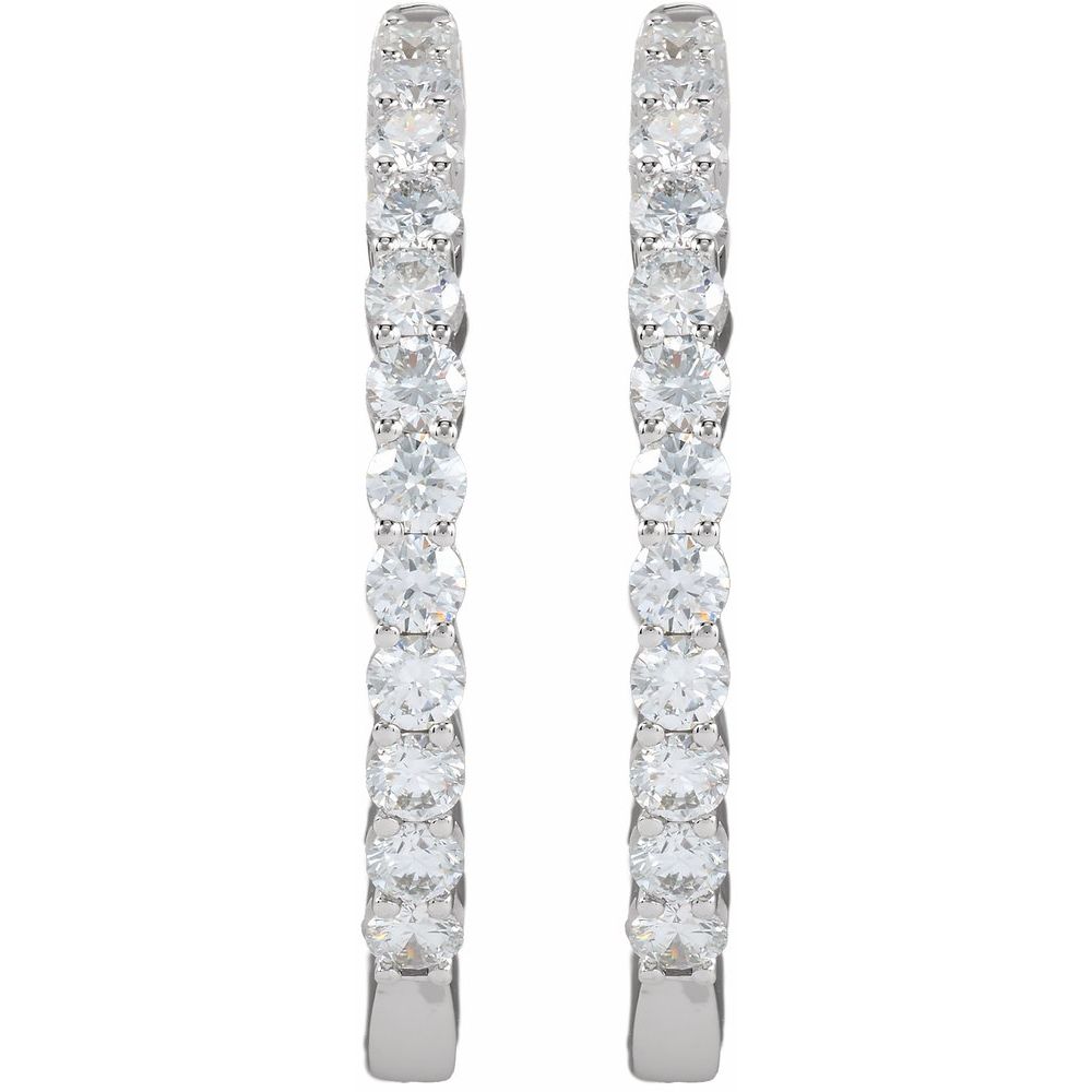 3 CT Lab-Grown Diamond Hoop Earrings in 14K White Gold
