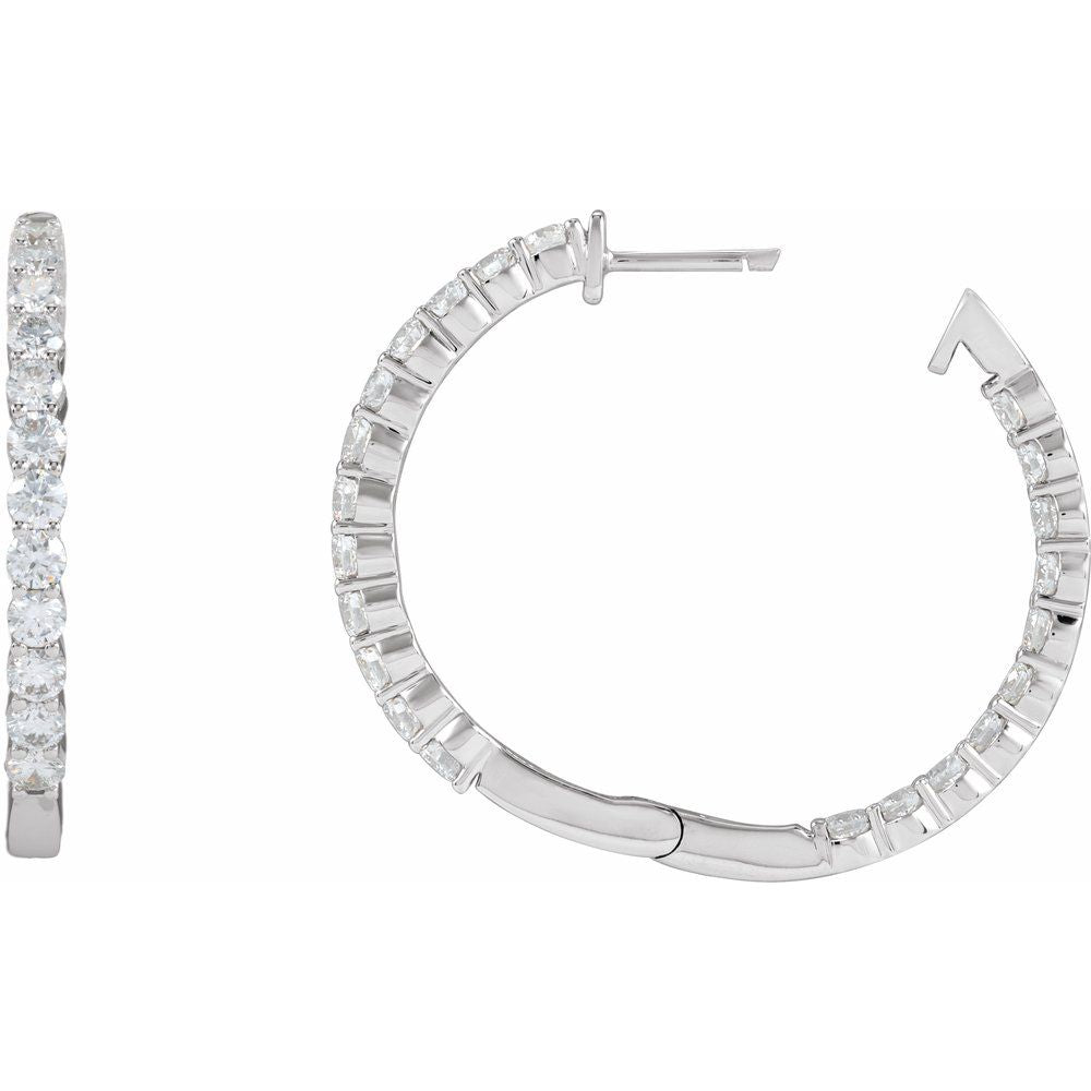 3 CT Lab-Grown Diamond Hoop Earrings in 14K White Gold