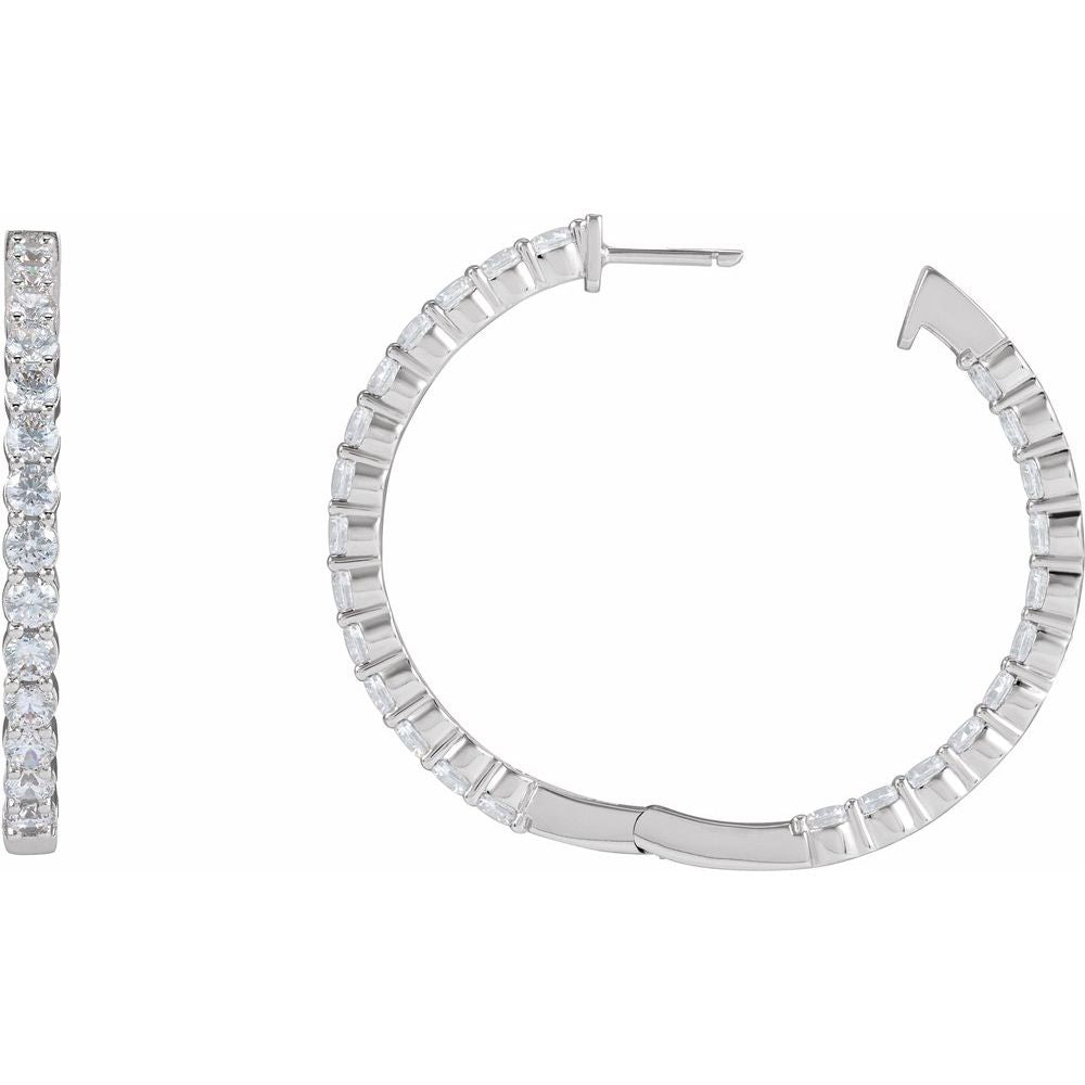 4 CT Lab-Grown Diamond Hoop Earrings in 14K White Gold