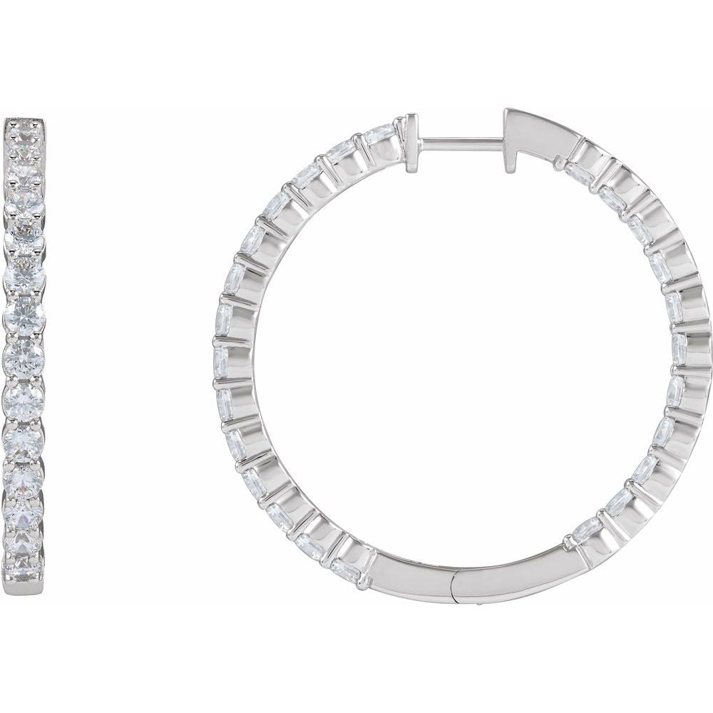 4 CT Lab-Grown Diamond Hoop Earrings in 14K White Gold