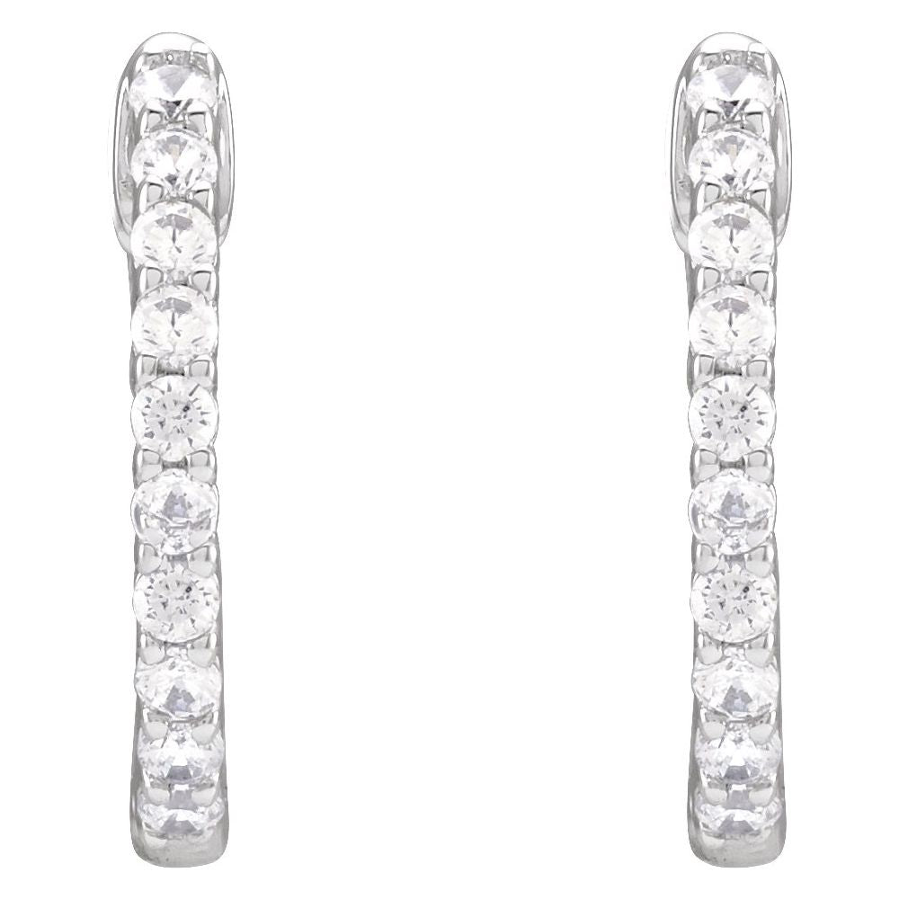1/2 CT Lab-Grown Diamond Hoop Earrings in 14K White Gold