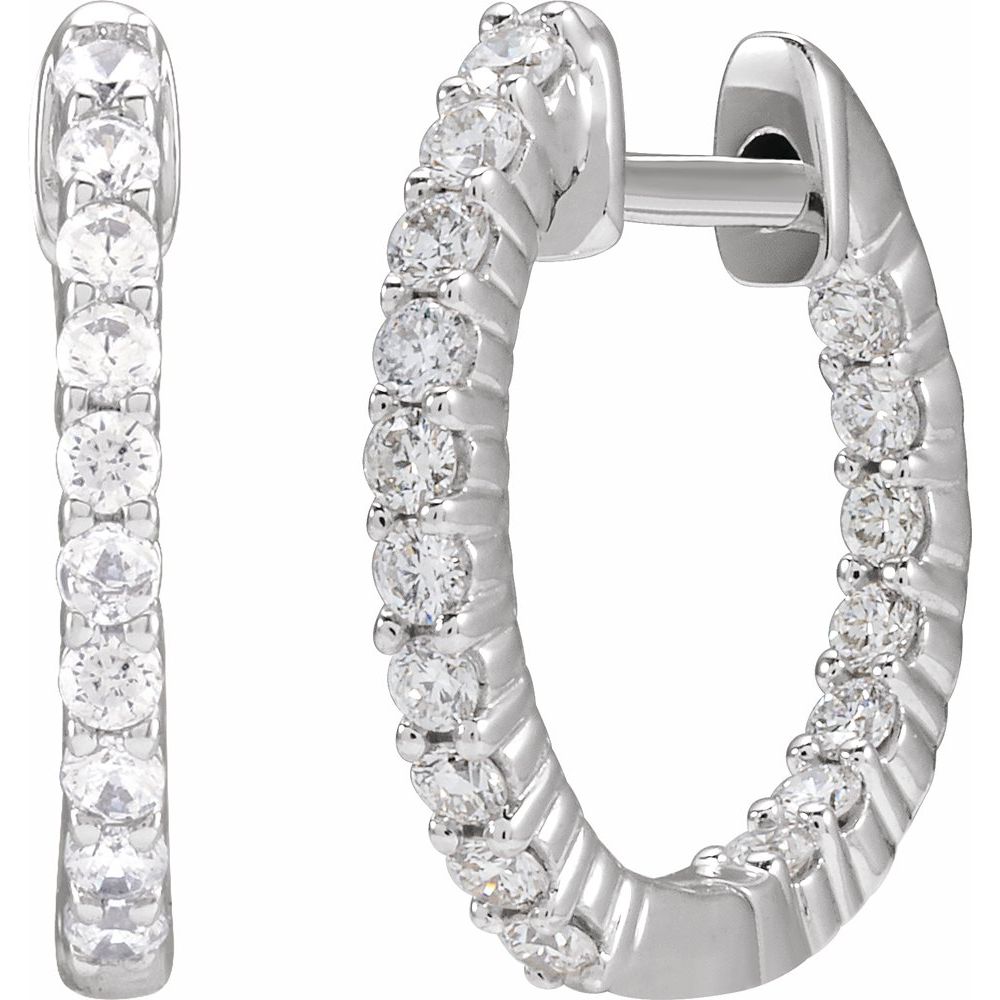 1/2 CT Lab-Grown Diamond Hoop Earrings in 14K White Gold