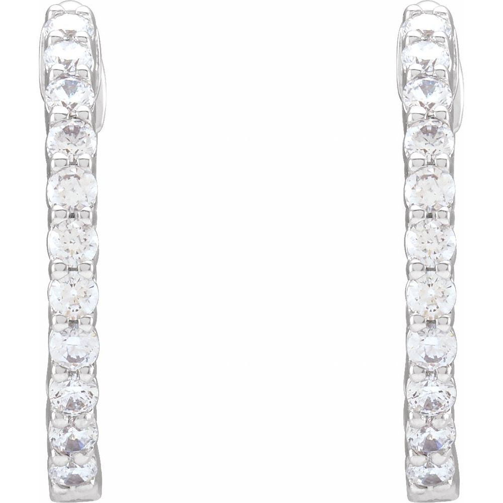 3/4 CT Lab-Grown Diamond Hoop Earrings in 14K White Gold