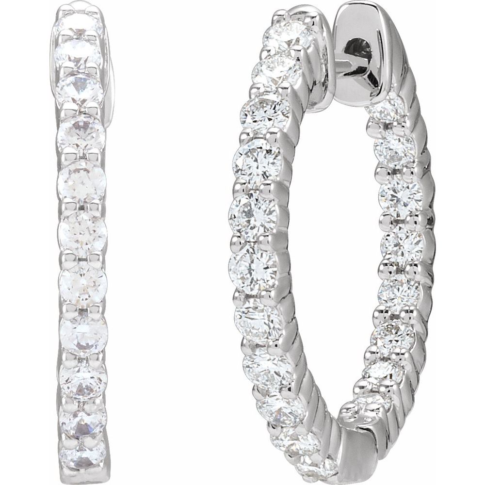 3/4 CT Lab-Grown Diamond Hoop Earrings in 14K White Gold