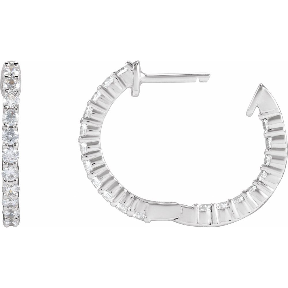 3/4 CT Lab-Grown Diamond Hoop Earrings in 14K White Gold