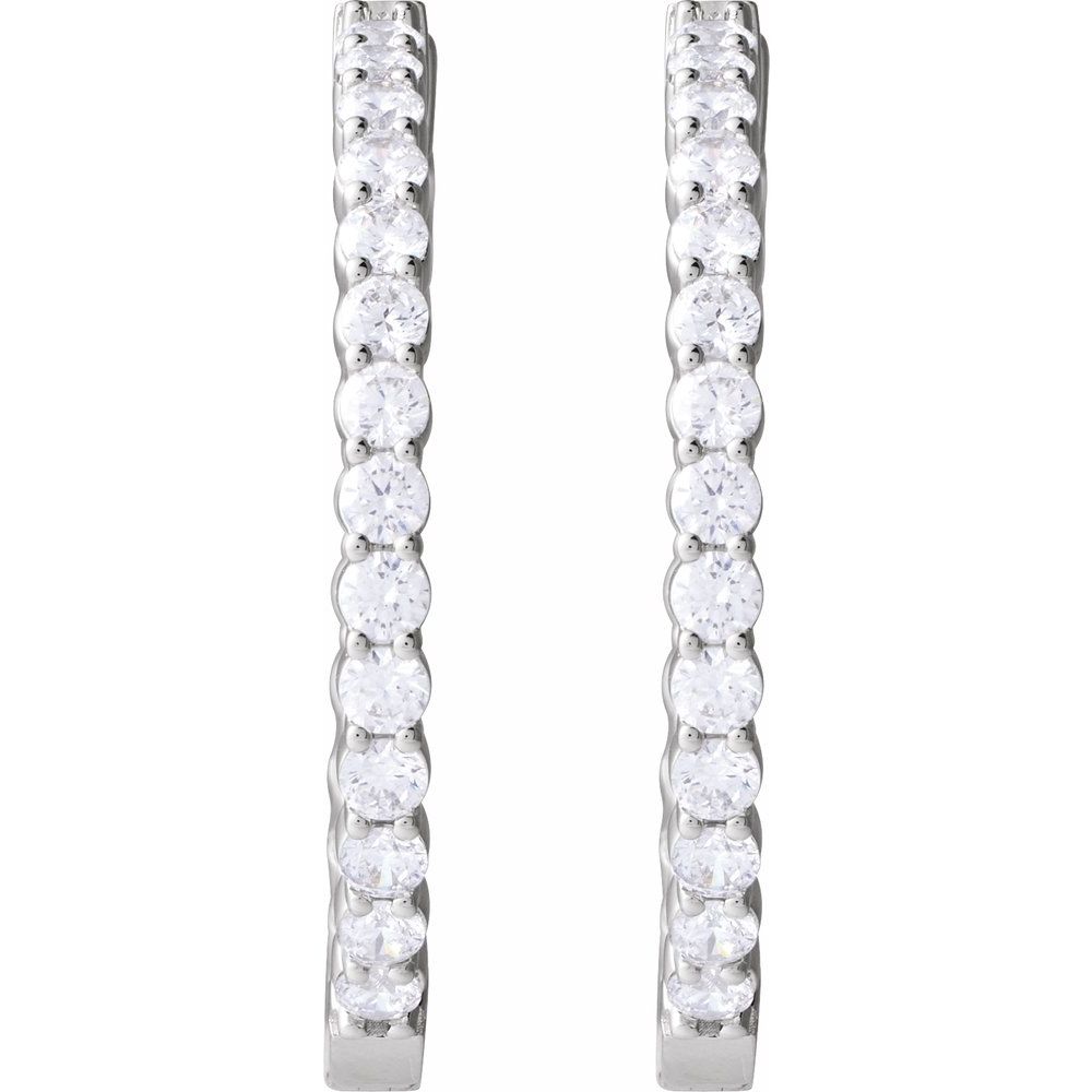 5 CT Lab-Grown Diamond Hoop Earrings in 14K White Gold