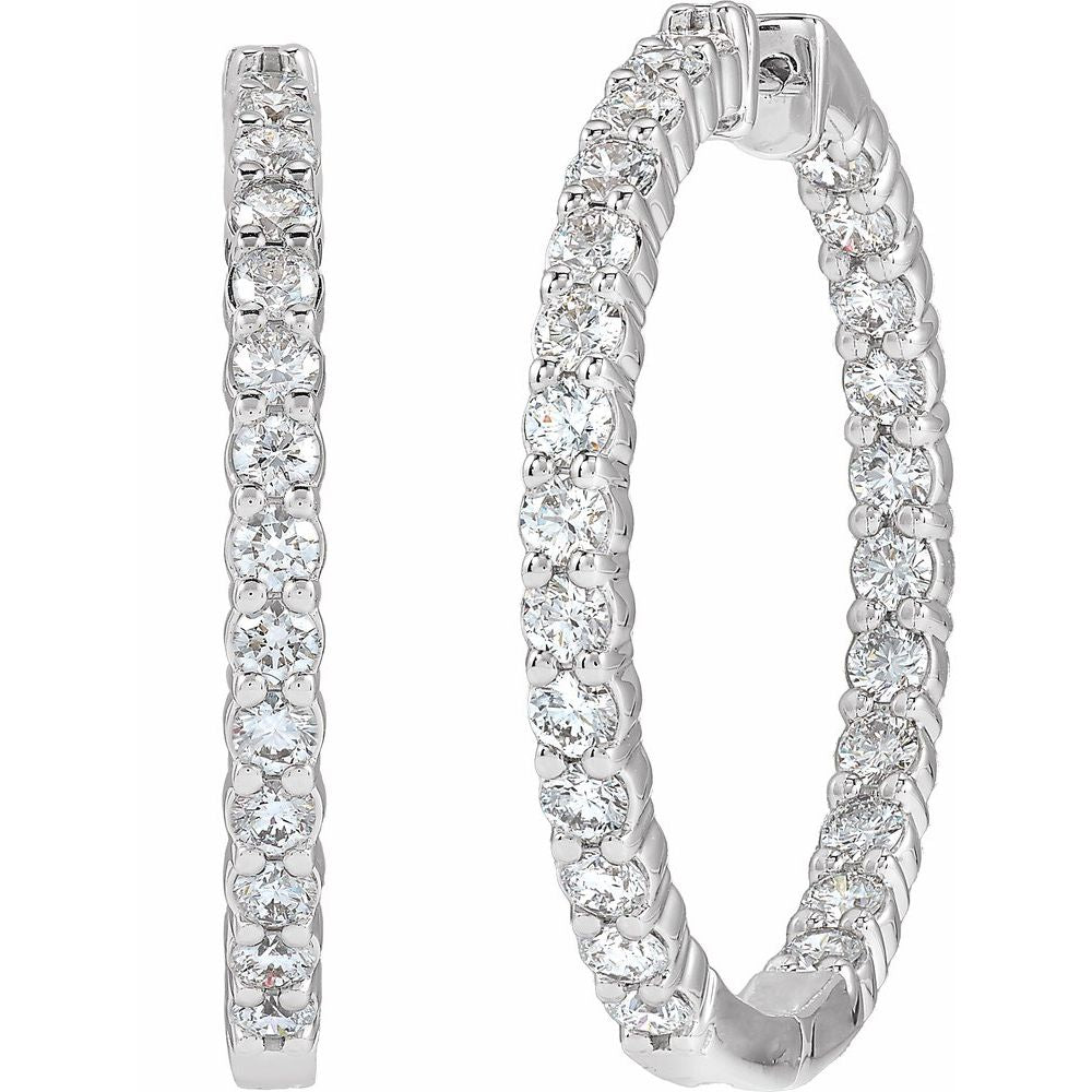 5 CT Lab-Grown Diamond Hoop Earrings in 14K White Gold