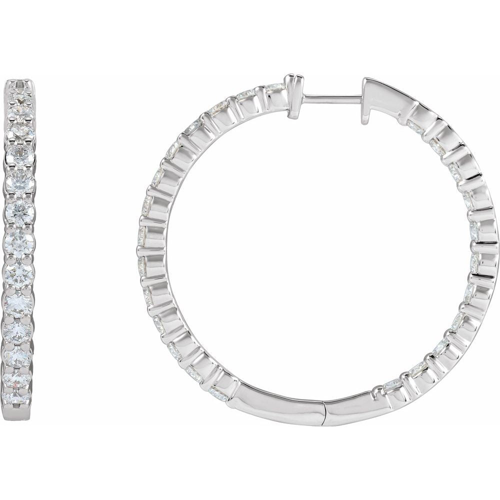 5 CT Lab-Grown Diamond Hoop Earrings in 14K White Gold
