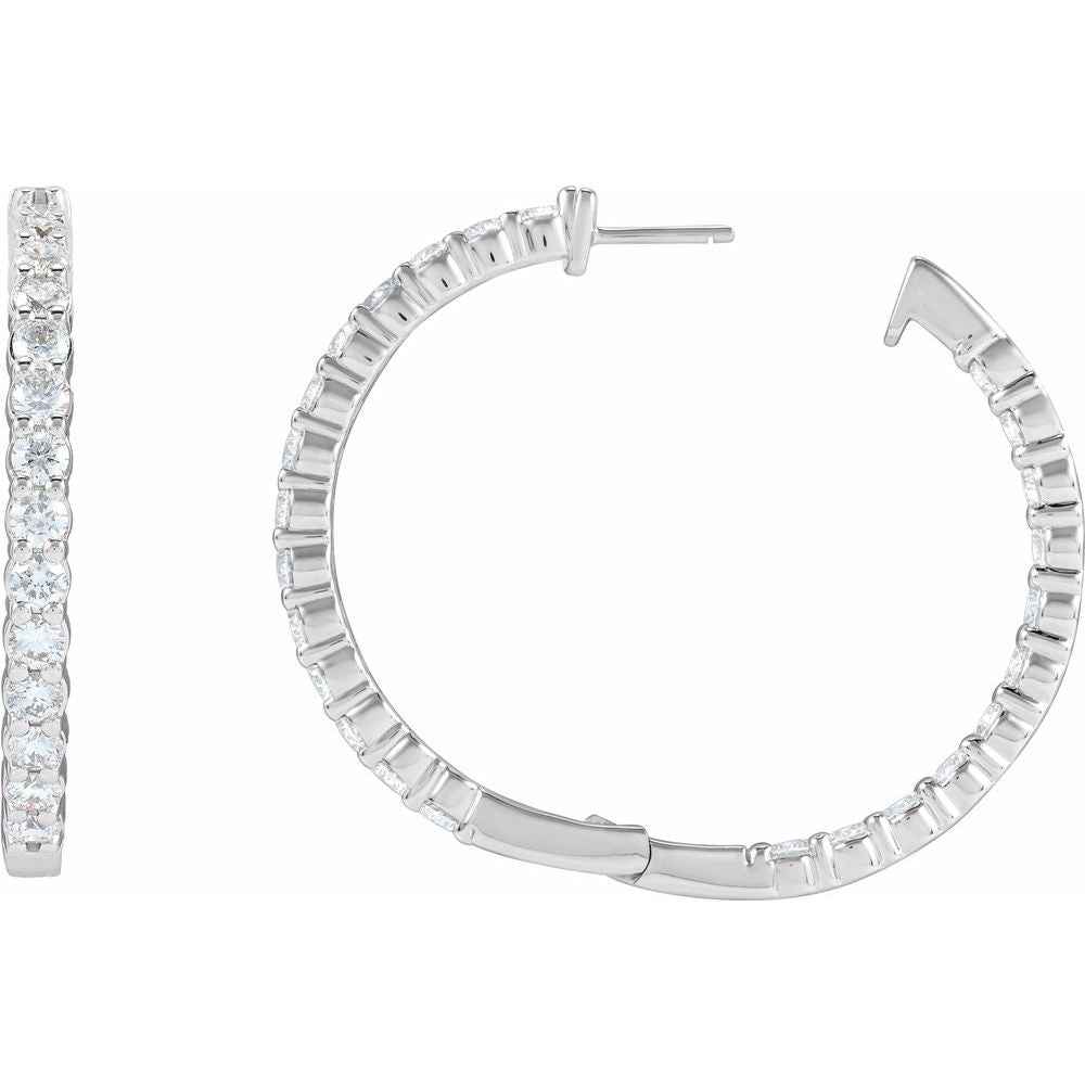 5 CT Lab-Grown Diamond Hoop Earrings in 14K White Gold