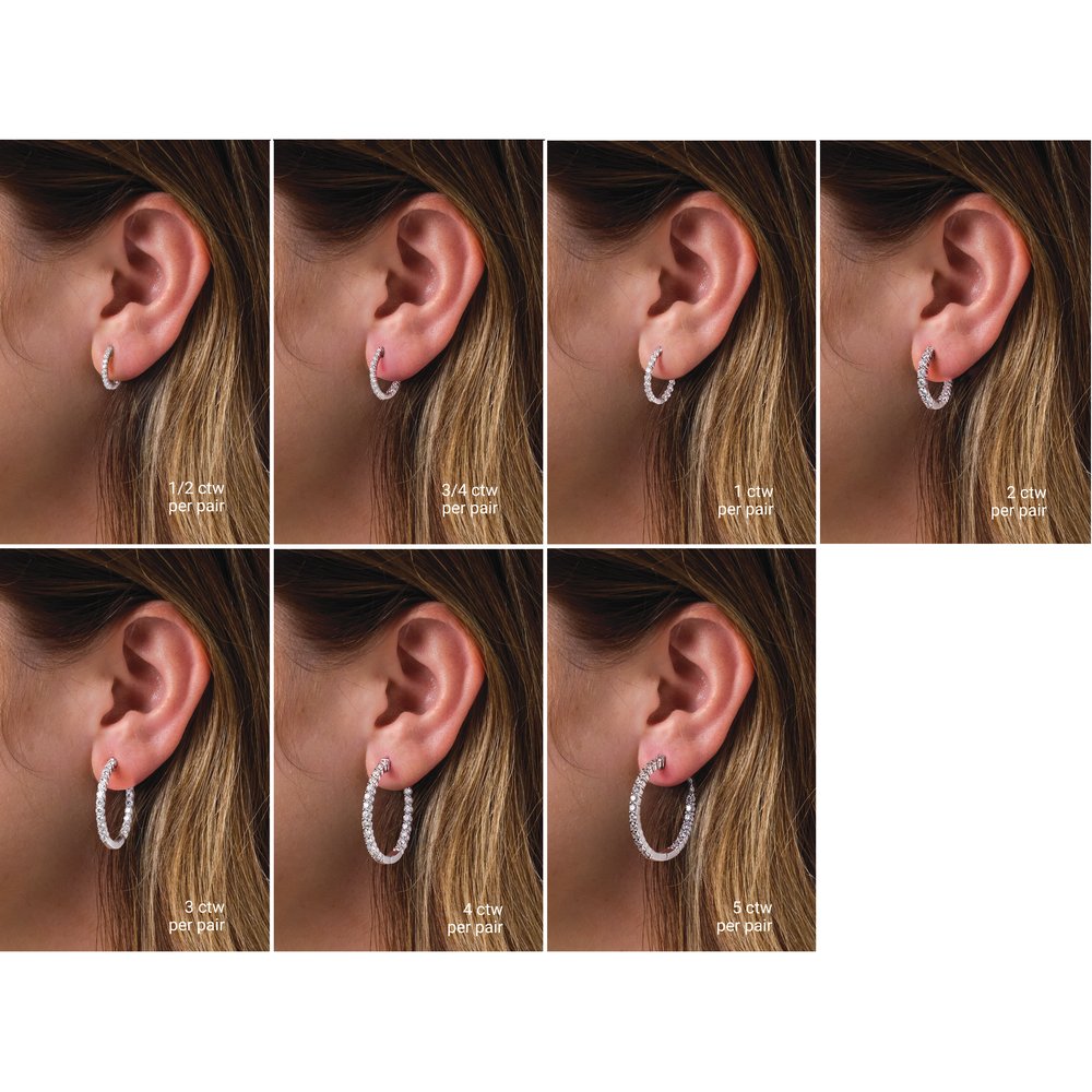 5 CT Lab-Grown Diamond Hoop Earrings in 14K White Gold