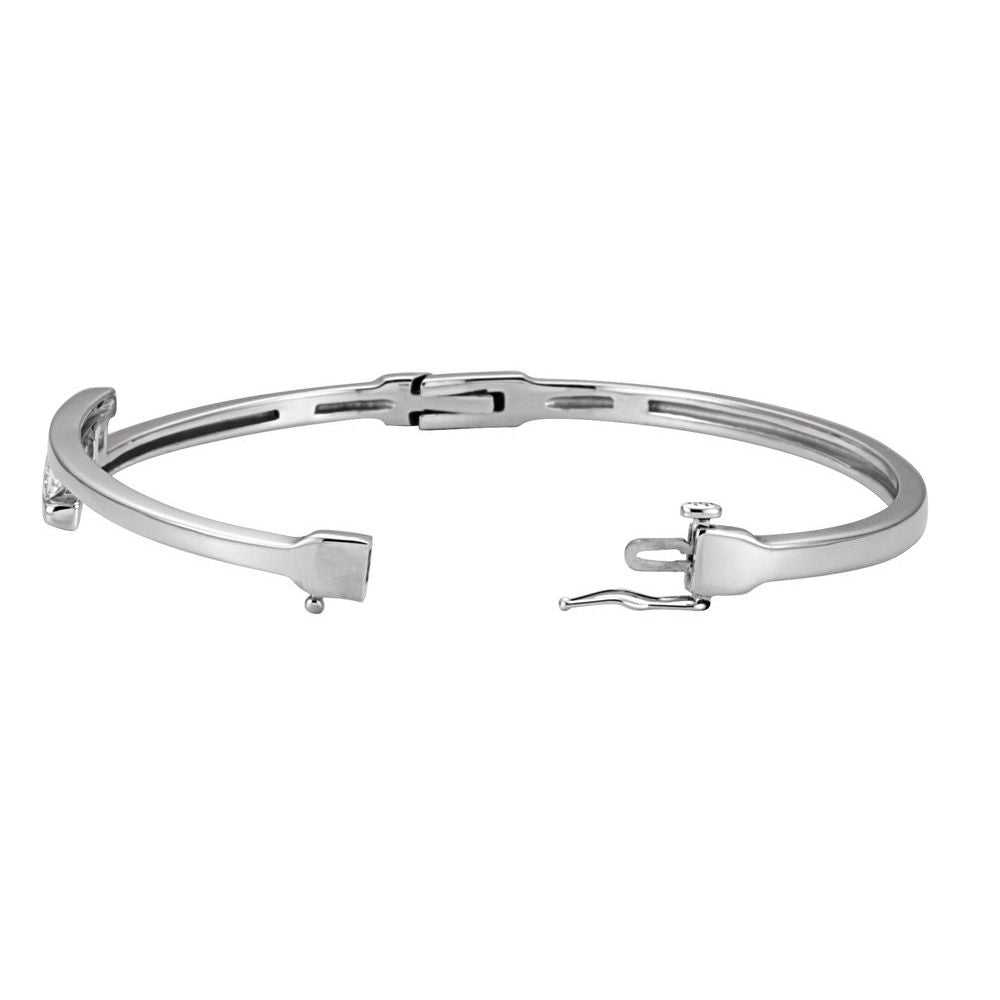 5/8 CT Natural Princess Cut Diamond Bangle in 14K White Gold