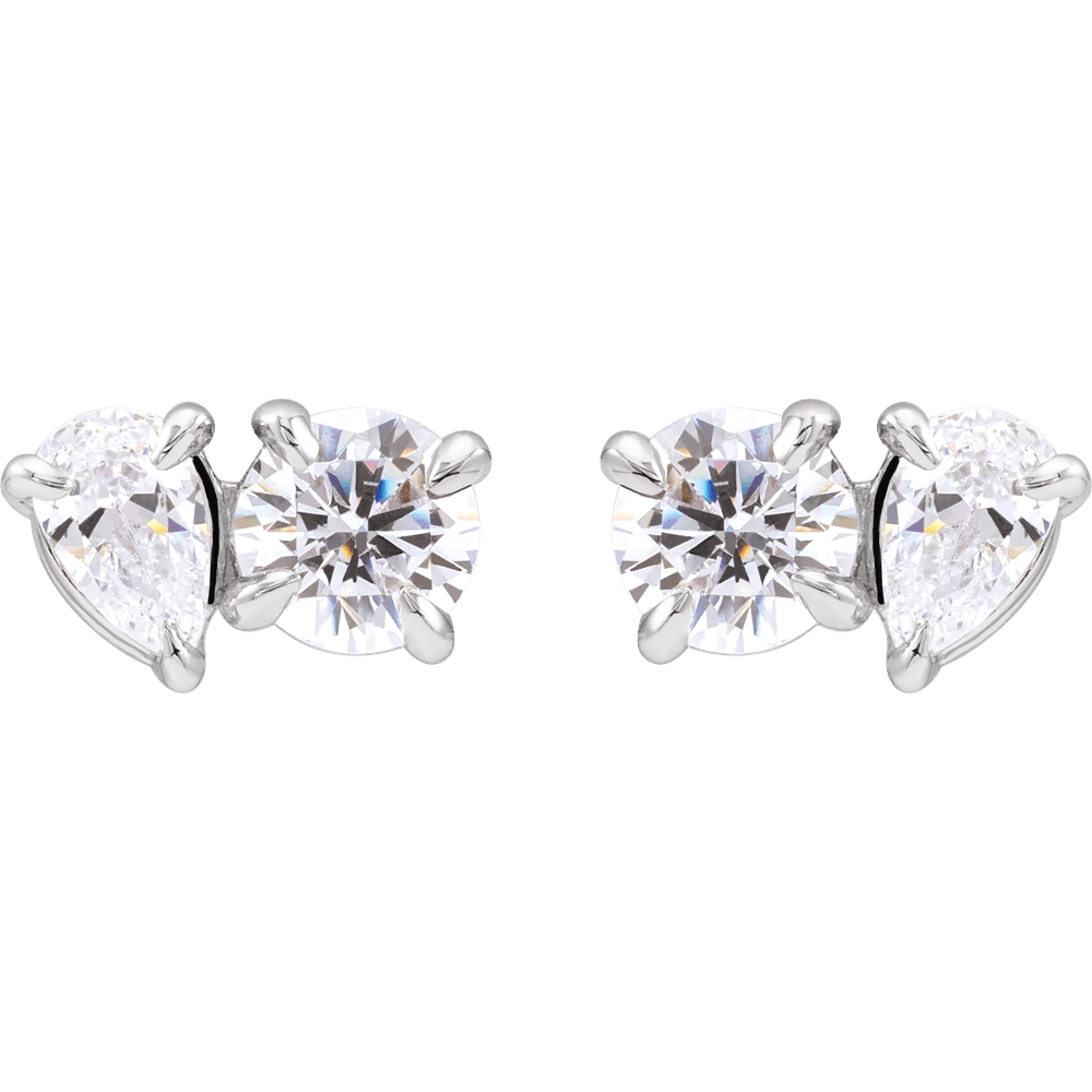 14K White Gold 1 1/6 CTW Lab-Grown Diamond Two-Stone Stud Earrings
