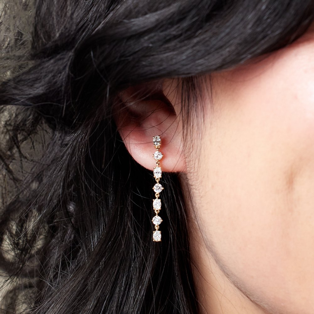 1 1/5 CT Lab-Grown Diamond Dangle Earrings in 14K Yellow Gold