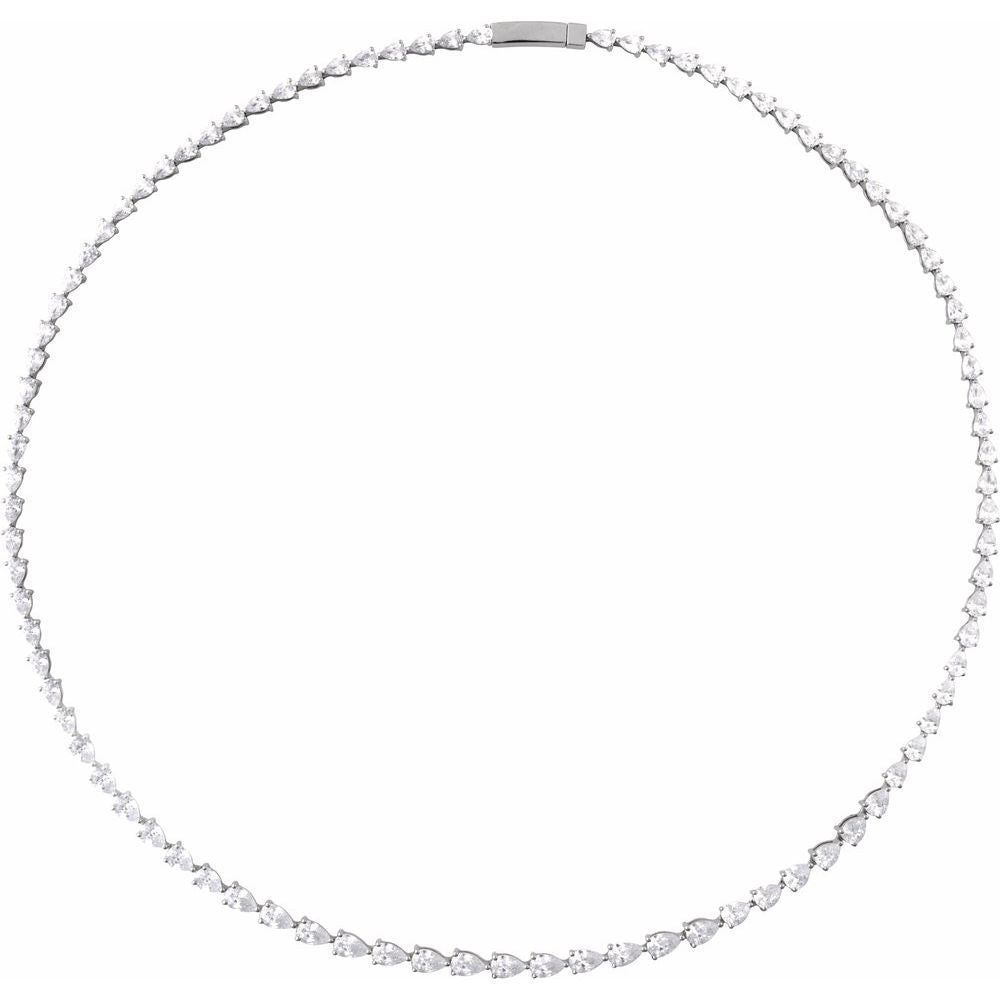 10 CT Lab-Grown Pear Diamond Line Necklace in 14K White Gold