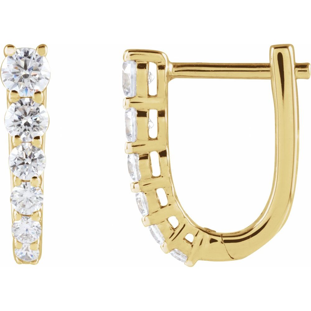 1/2 CT Natural Diamond 12.95 mm Hoop Earrings in 14K Yellow Gold