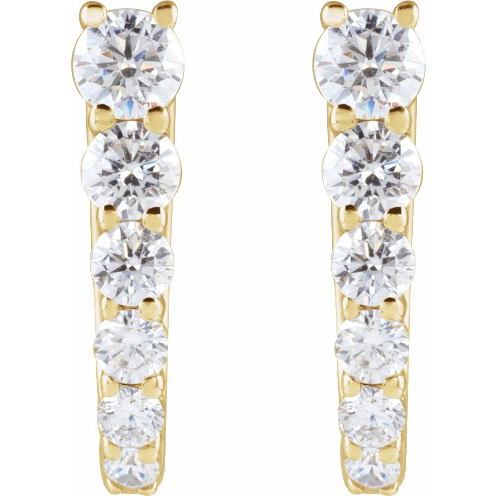 1/2 CT Natural Diamond 12.95 mm Hoop Earrings in 14K Yellow Gold