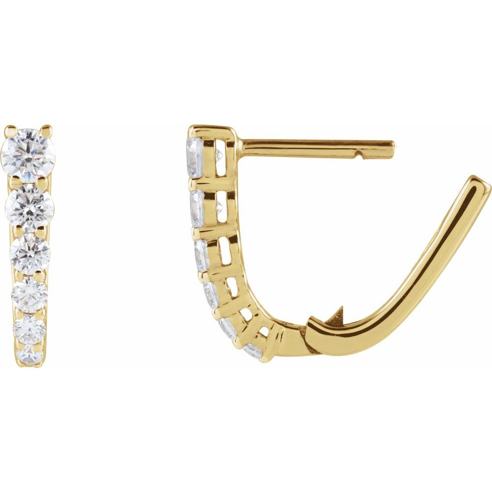 1/2 CT Natural Diamond 12.95 mm Hoop Earrings in 14K Yellow Gold