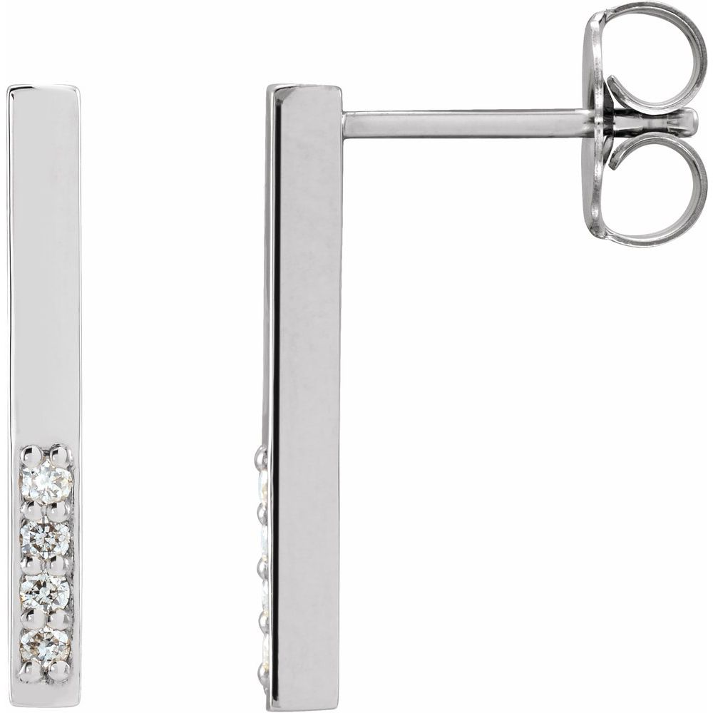 .07 CTW Natural Diamond Bar Earrings in 14K White Gold