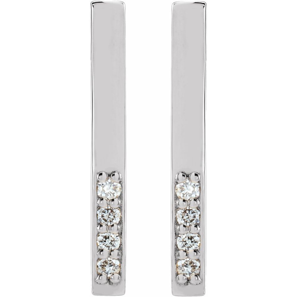 .07 CTW Natural Diamond Bar Earrings in 14K White Gold