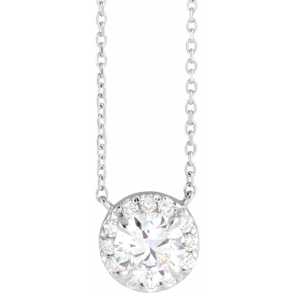 1 CT Lab-Grown Diamond French-Set 16-18" Necklace in 14K White Gold