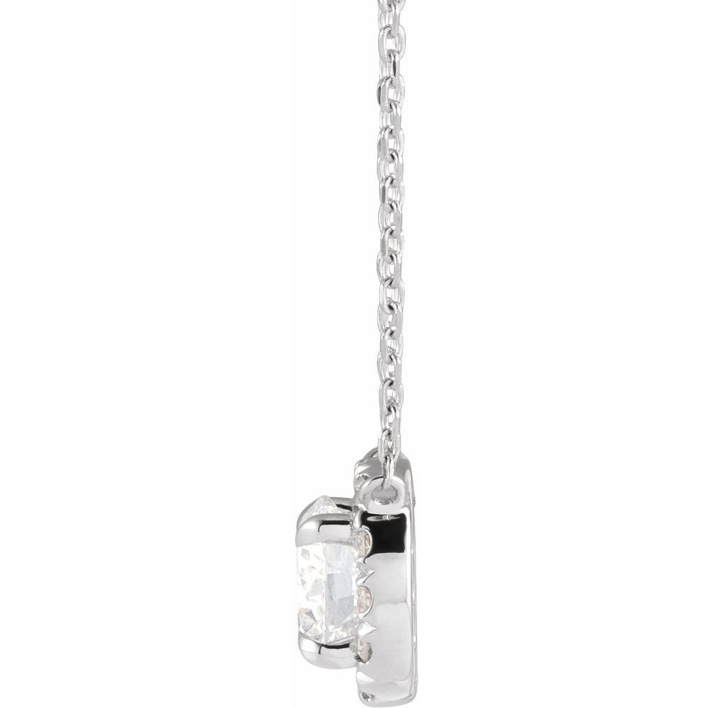 1 CT Lab-Grown Diamond French-Set 16-18" Necklace in 14K White Gold
