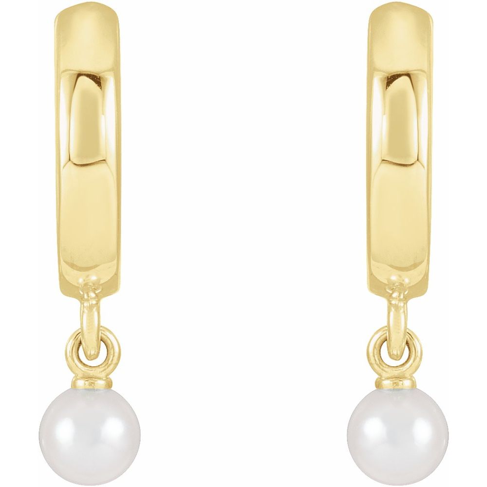 Cultured Seed Pearl Hoop Earrings in 14K Yellow Gold