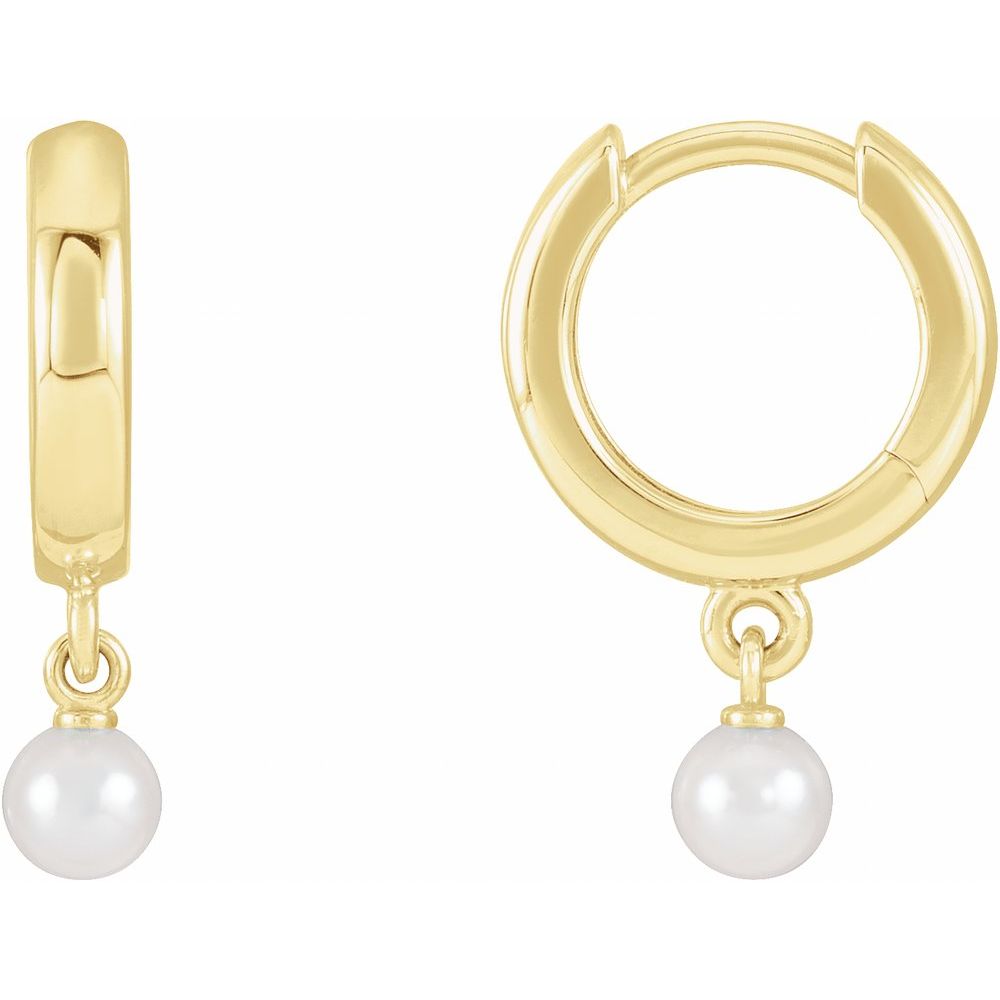 Cultured Seed Pearl Hoop Earrings in 14K Yellow Gold