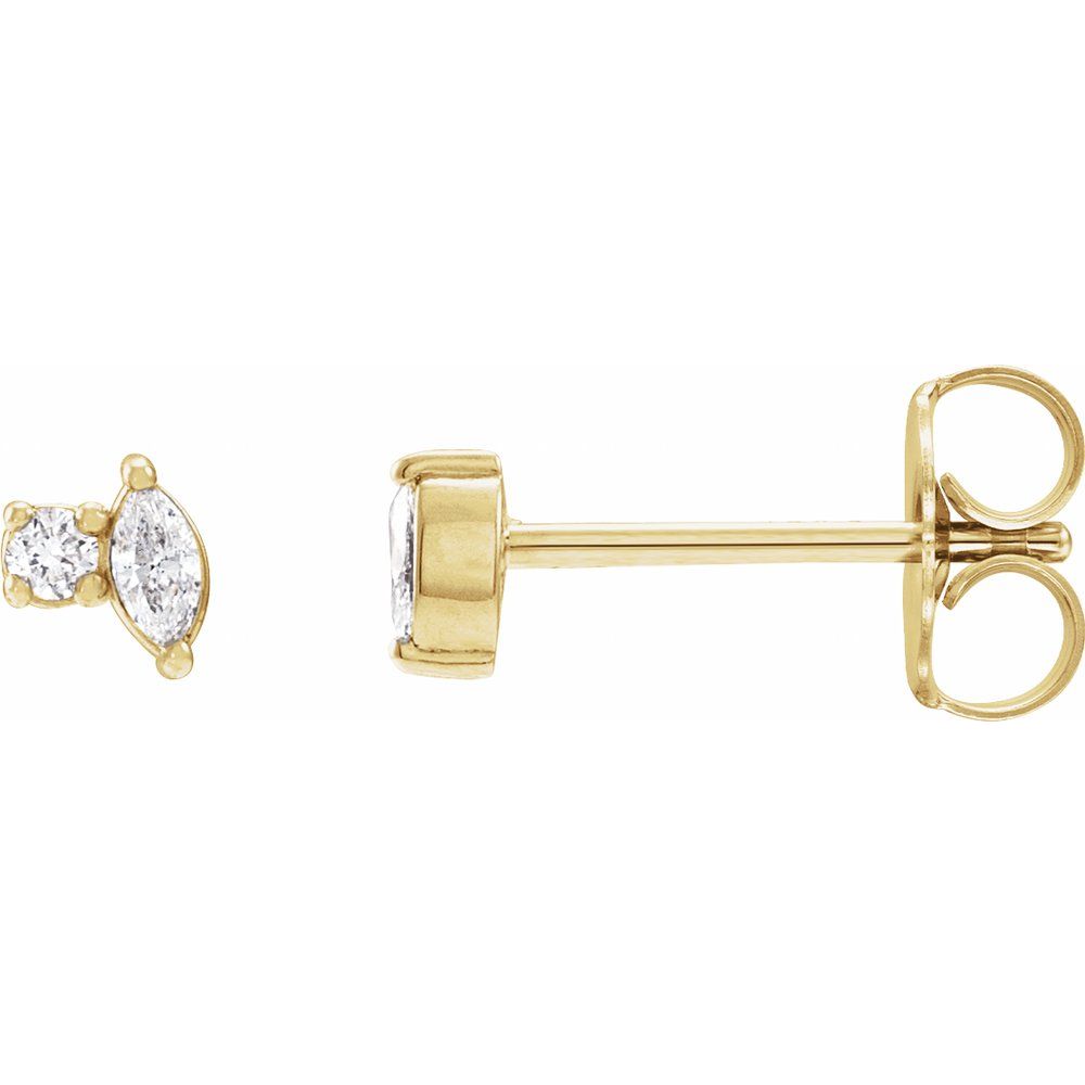 .08 CT Natural Diamond Earrings in 14K Yellow Gold