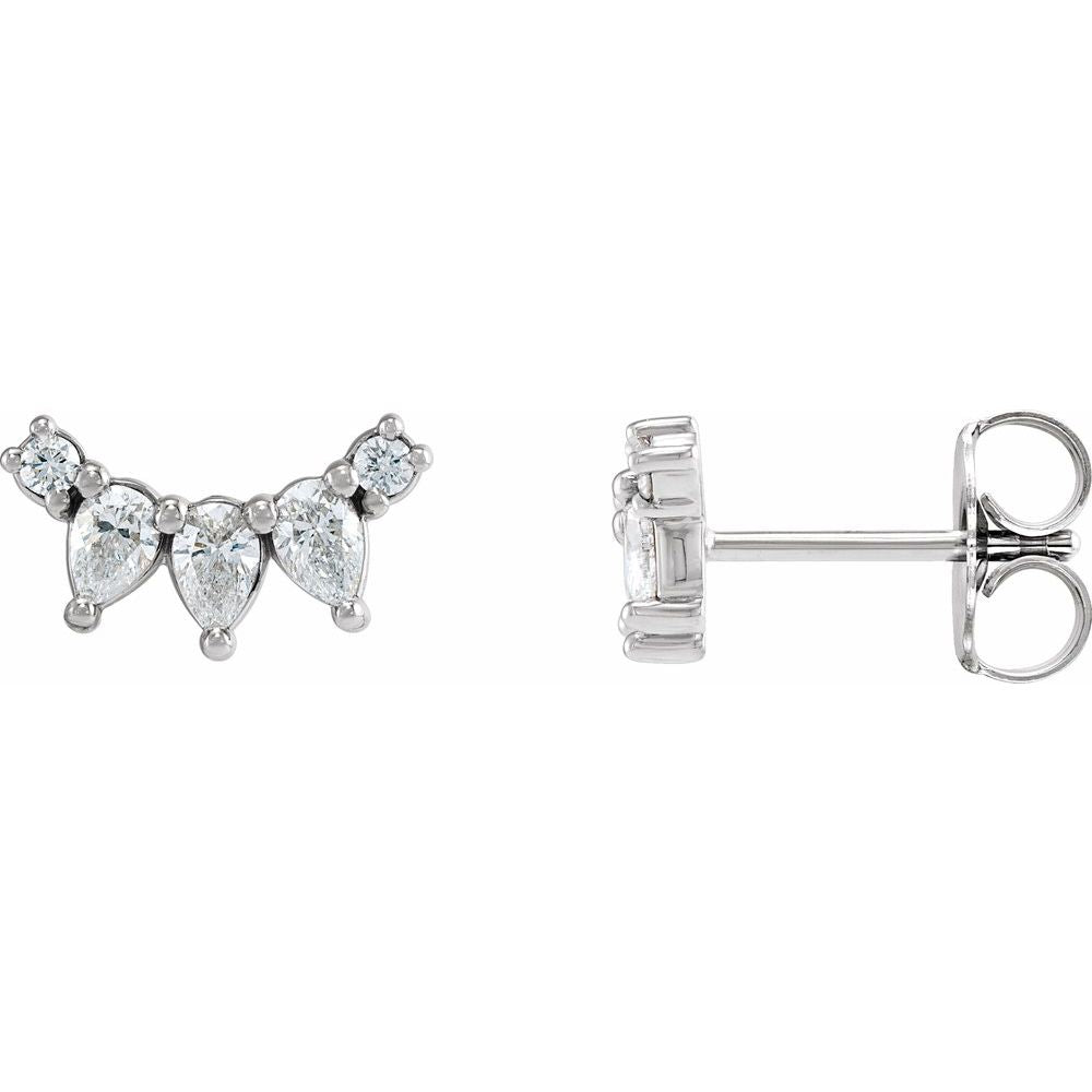 1/3 CT Natural Diamond Curved Bar Earrings in 14K White Gold