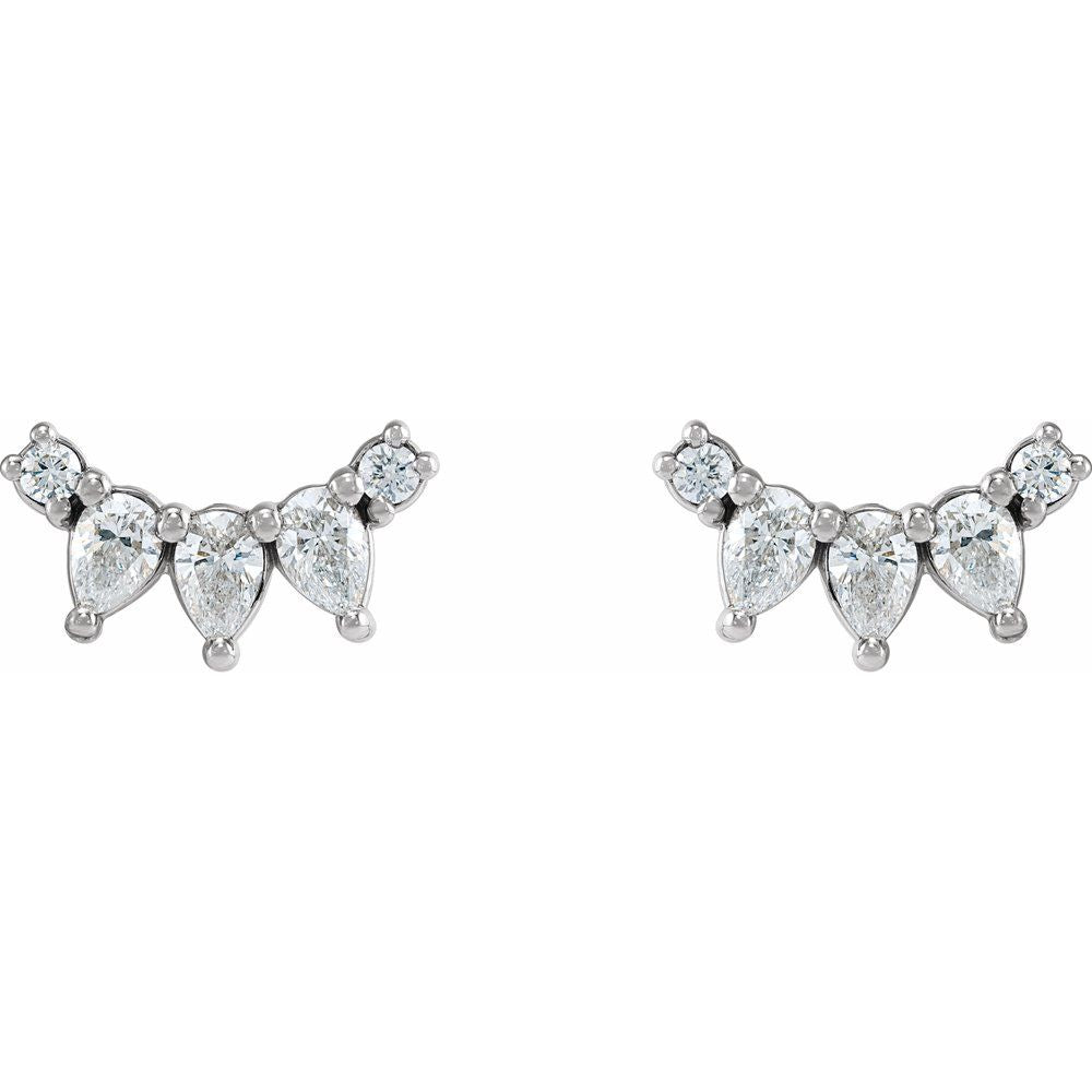 1/3 CT Natural Diamond Curved Bar Earrings in 14K White Gold
