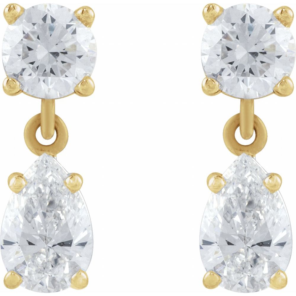 1 1/6 CT Lab-Grown Diamond Two-Stone Earrings in 14K Yellow Gold