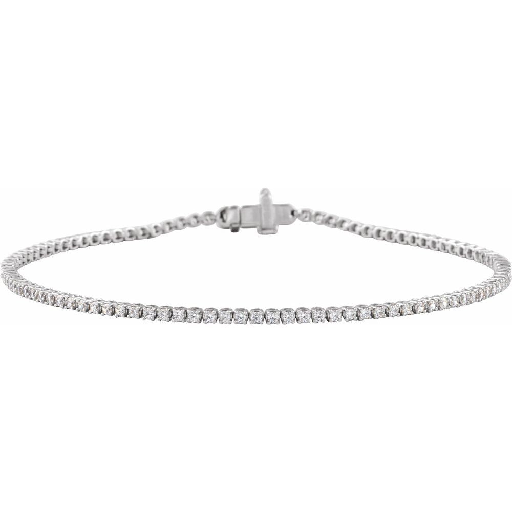 14K White Gold 1 CTW Lab-Grown Diamond Tennis Bracelet