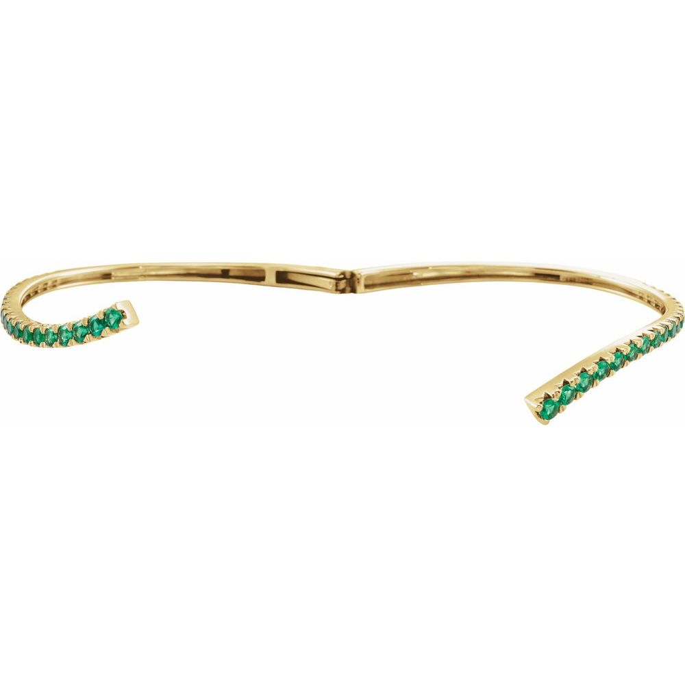 Lab-Grown Emerald Bypass Cuff Bracelet in 14K Yellow Gold