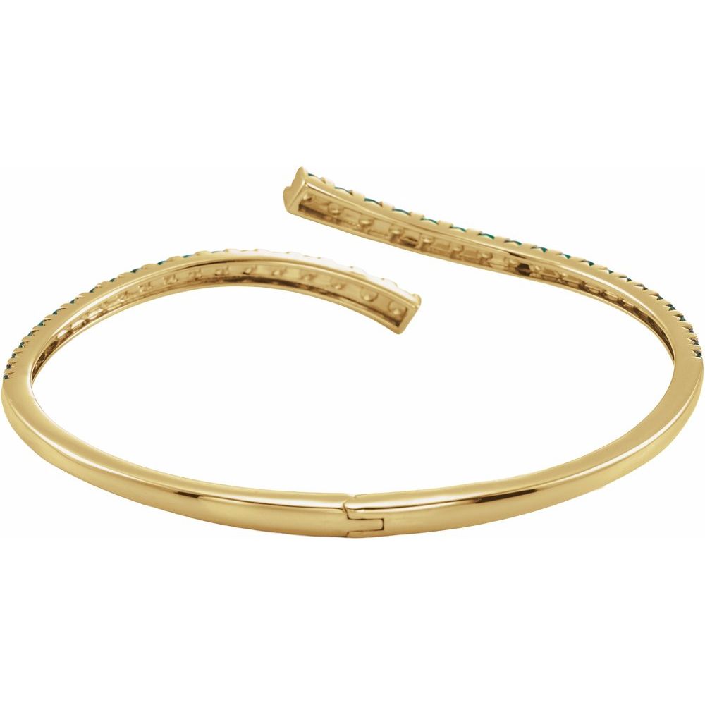 Lab-Grown Emerald Bypass Cuff Bracelet in 14K Yellow Gold