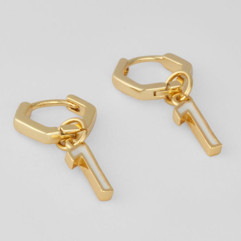 Lucky Numbers Gold-Filled Huggies