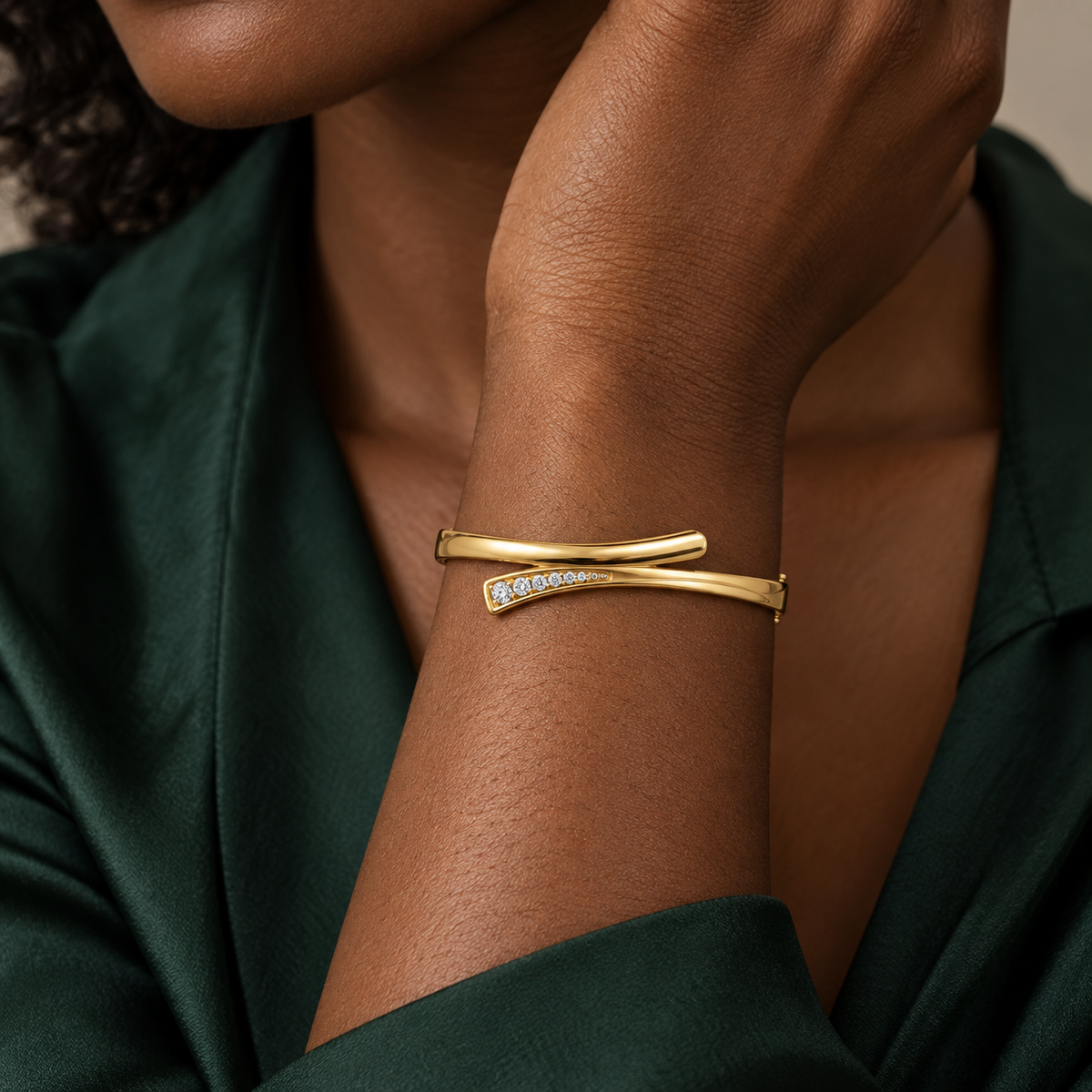 1/4 CT Natural Diamond Bangle in 14K Yellow Gold