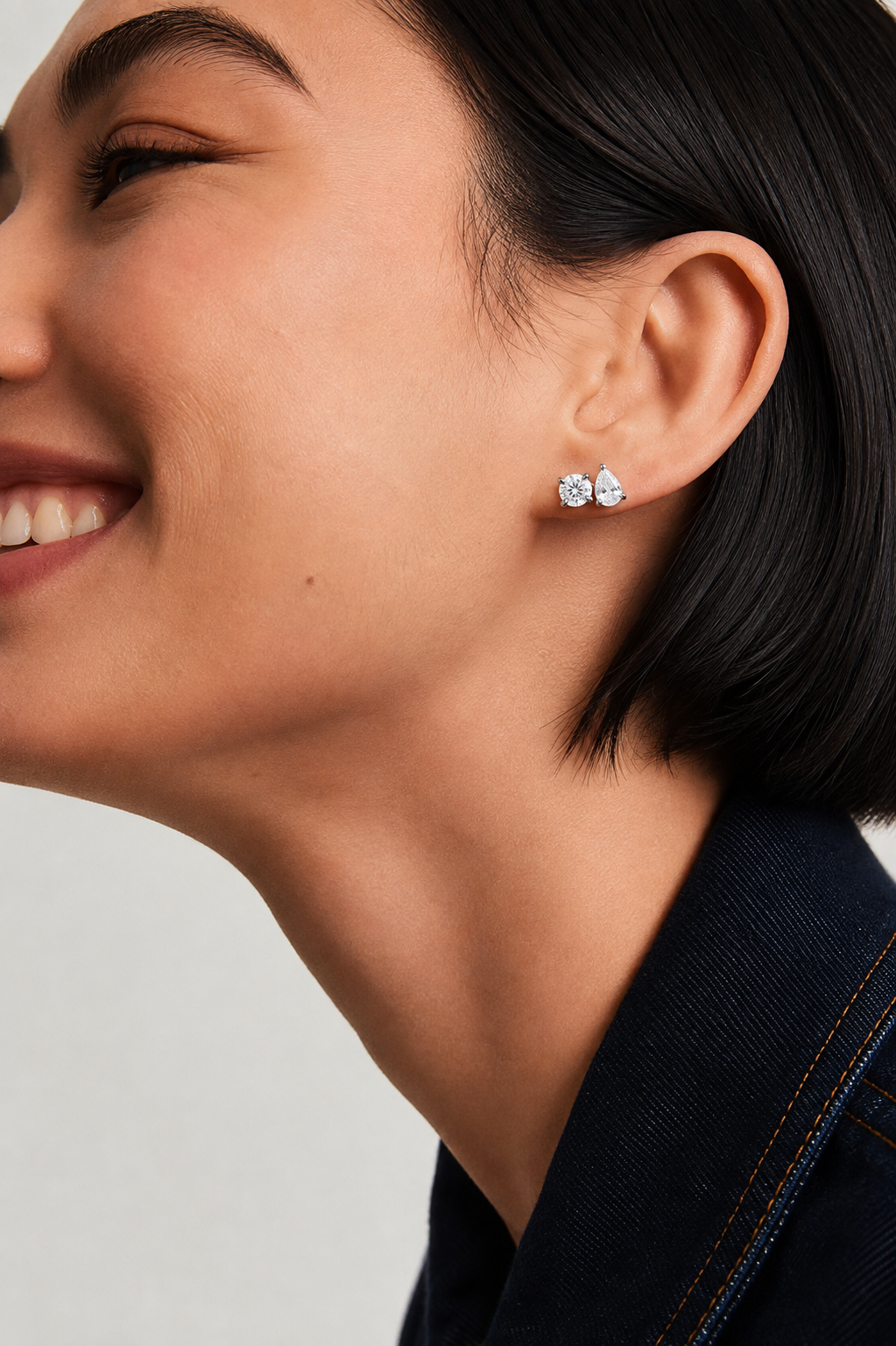 14K White Gold 1 1/6 CTW Lab-Grown Diamond Two-Stone Stud Earrings