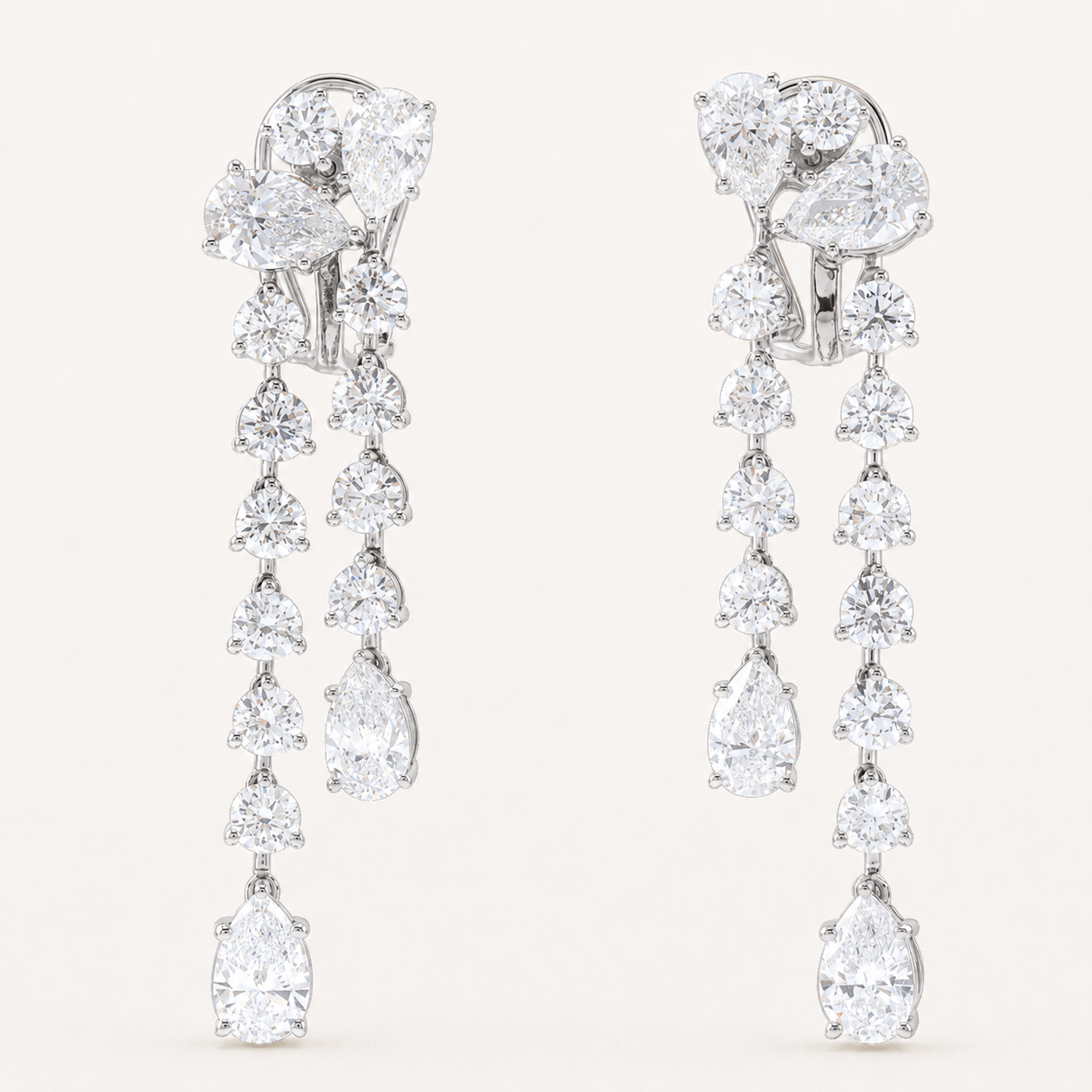 14K White Gold 9 1/2 CTW Lab-Grown Diamond Dangle Earrings